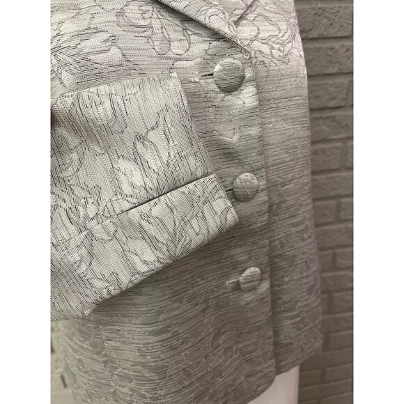 Le Suit Petite Women Long Sleeve Silver Jacquard Blazer Size 10P - Picture 5 of 9